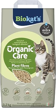 Biokat's Organic Care Plant Fibres Extra mit Aktivkohle 3, 2 kg - Grobe klumpende Katzenstreu aus nachwachsenden biologisch abbaubaren Pflanzenfasern - 1 Sack (1 x 3, 2 kg)