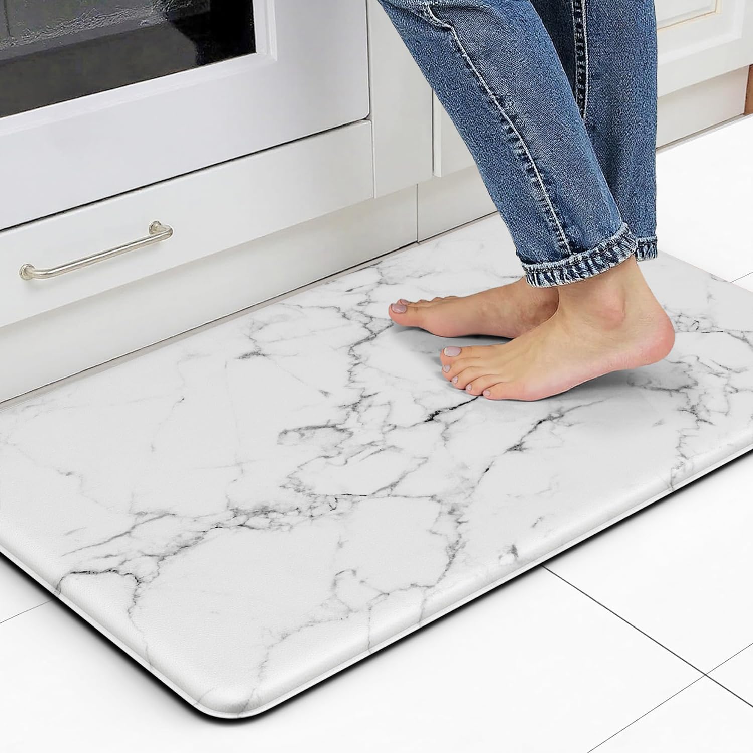 Amazon.com: FYATHM Marble White Kitchen Mats for Floor, Cushioned