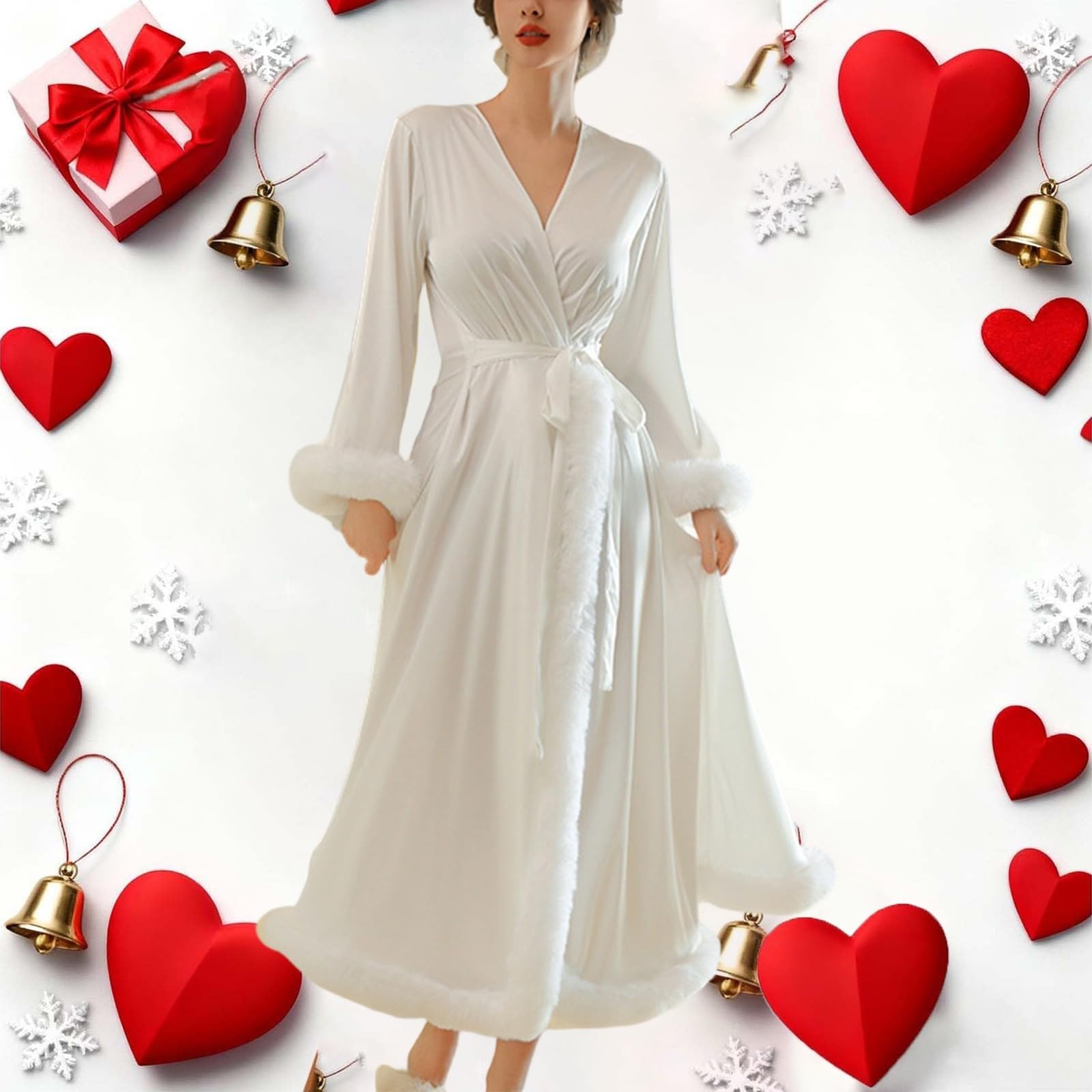 Peignoir kimono long en satin pour la Saint-Valentin 2026
