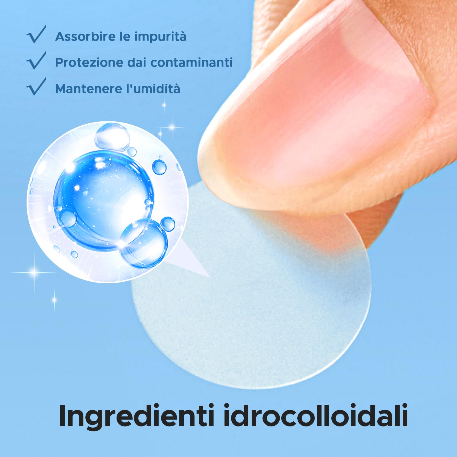 LitBear Toppe per acne in confezione grande, 480 pezzi, 3 misure, idrocolloide, acne per il viso, per coprire brufoli, imperfezioni della pelle e acne, adatte per tutti i tipi di pelle