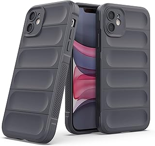 جراب حماية سيليكون متين بتصميم رفيع، ناعم ومرن مضاد للصدمات من البولي يوريثين المقاوم للحرارة ممتص للصدمات مع حماية للكاميرا لموبايل آبل آيفون 12 من دلع موبايلك (رمادي غامق)