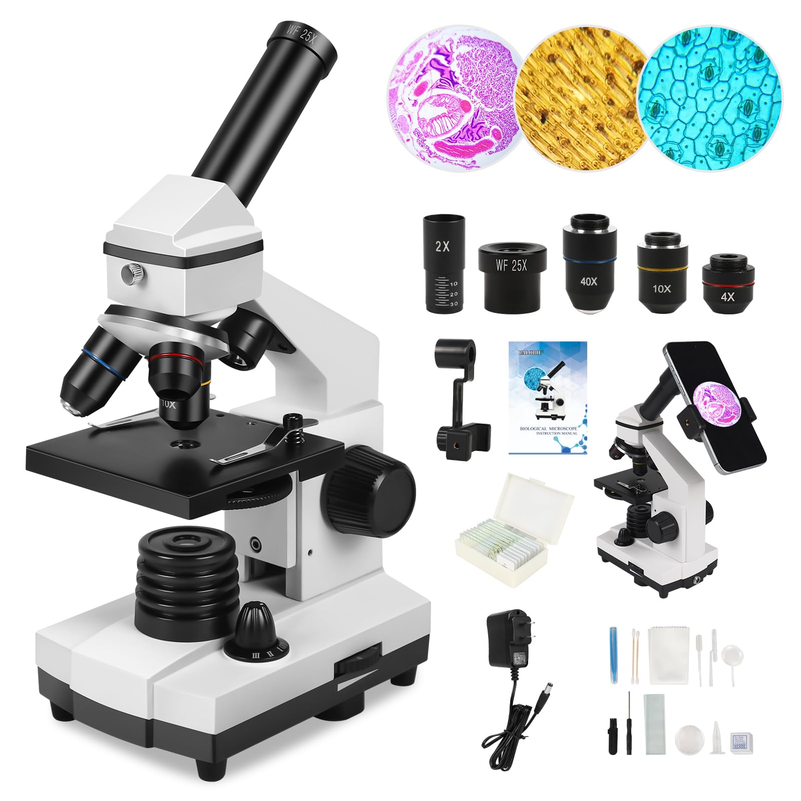 Microscope for Adults Professional:Compound Microscope for Kids 8-12,100X-2000X Kids Microscope Kit with Prepared Microscope Slides and Covers,Plant Stereo Microscopes for Kids Homeschool Lab