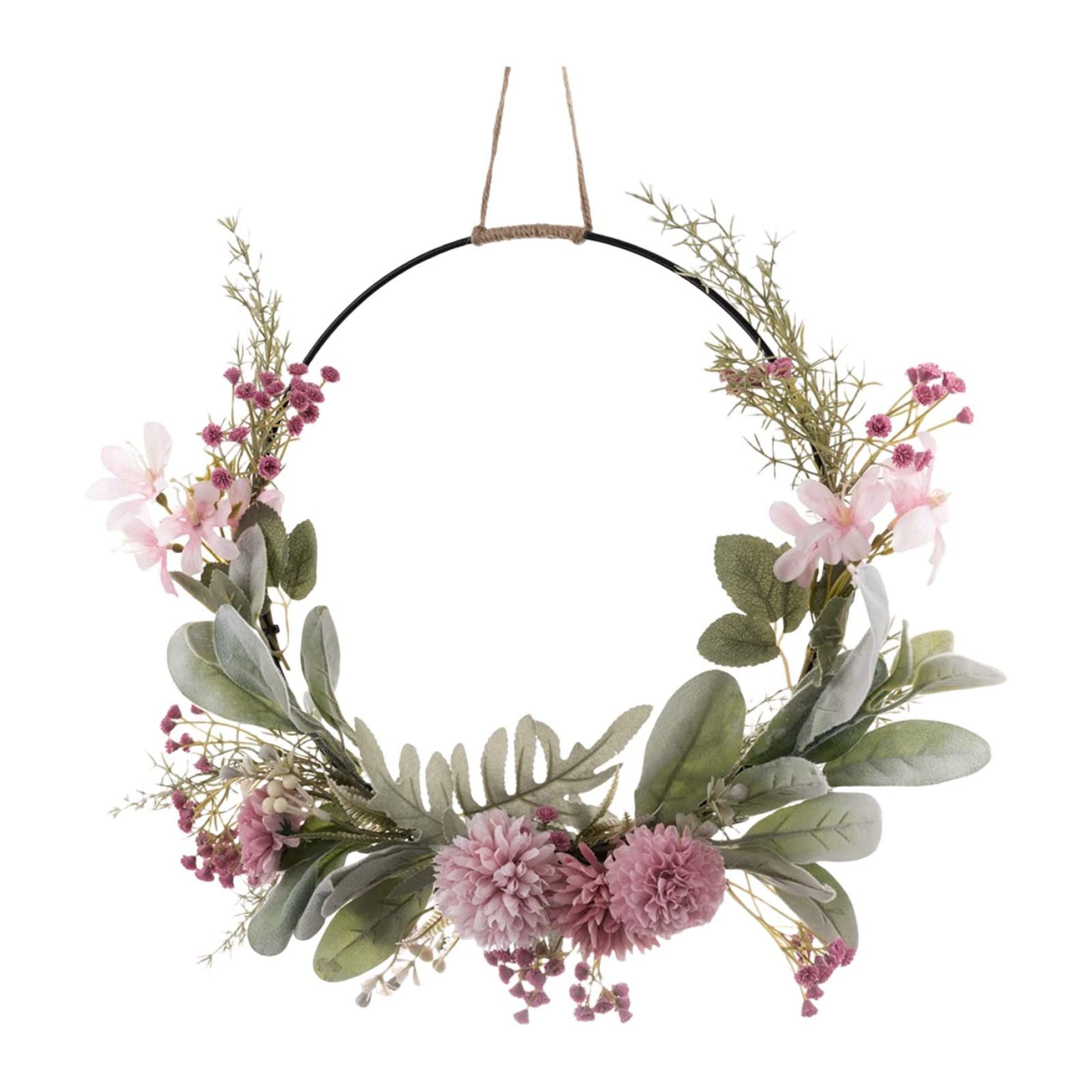 Couronne pour porte d'entrée extérieure et guirlande de fleurs décoration maison