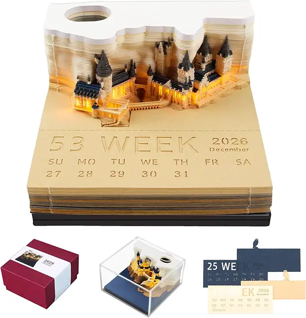 AVCXEC 2025 LED Tischkalender mit Memo Pad - Kreativer 3D Zeitmesser für Home Office