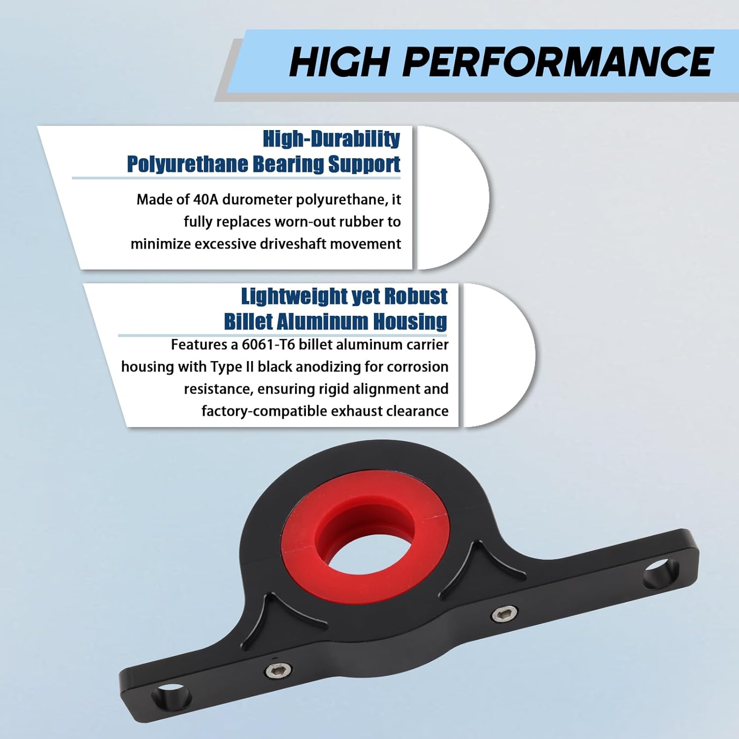 Driveshaft Center Support Bearing Brace Compatible with VW MK5 R32/MK6 Golf R & Audi 8p A3 Polyurethane & Billet Aluminum