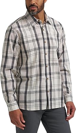 Wrangler Authentics Mens Long Sleeve Classic Plaid Woven Shirt