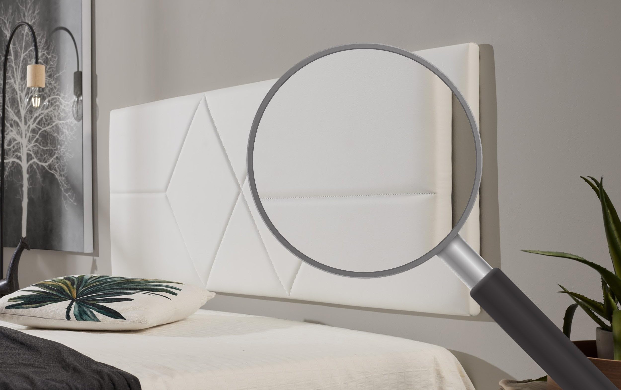 Testiera Letto Tokke Testata Imbottita da Parete 160x52 cm Beige [en.casa