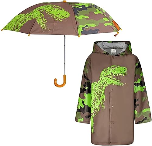 Kids Umbrella for Girls and Boys & Rain Coats Set -Toddler Umbrellas Kids Raincoat Boys Girls Jacket (3-9 Years)