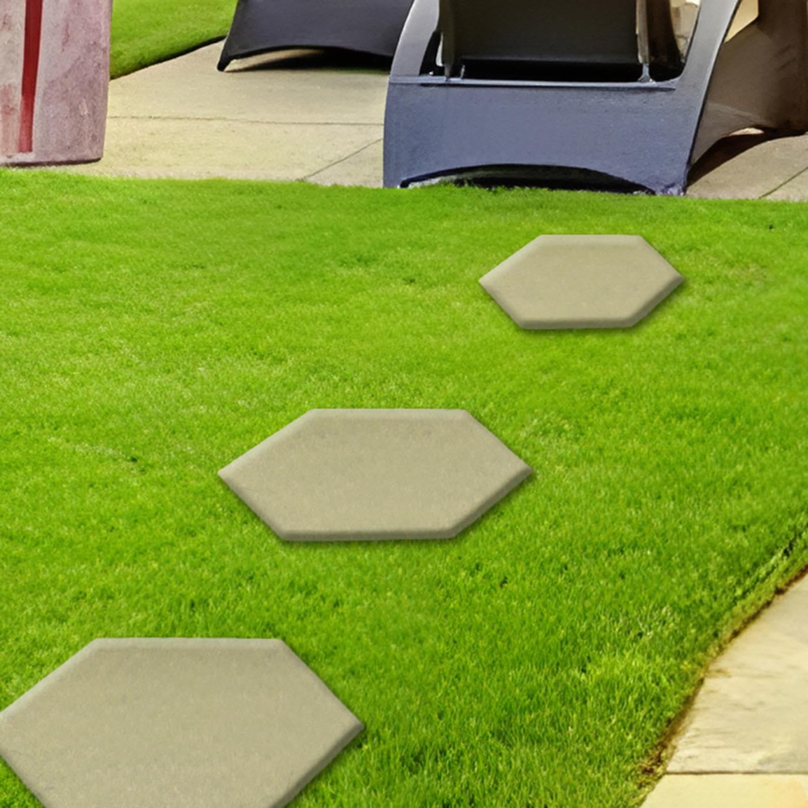 Juego de 4 piedras decorativas para el jardín, con estaca para el jardín, juego de 4 estribos de resina, para césped y parterres, un bonito diseño de jardín