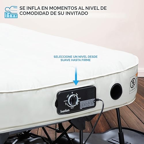 Miniatura 5 de Colchón hinchable de Ivation EZ-Bed con marco y funda con ruedas interruptor de autoapagado para lograr la comodidad deseada superficie cómoda para