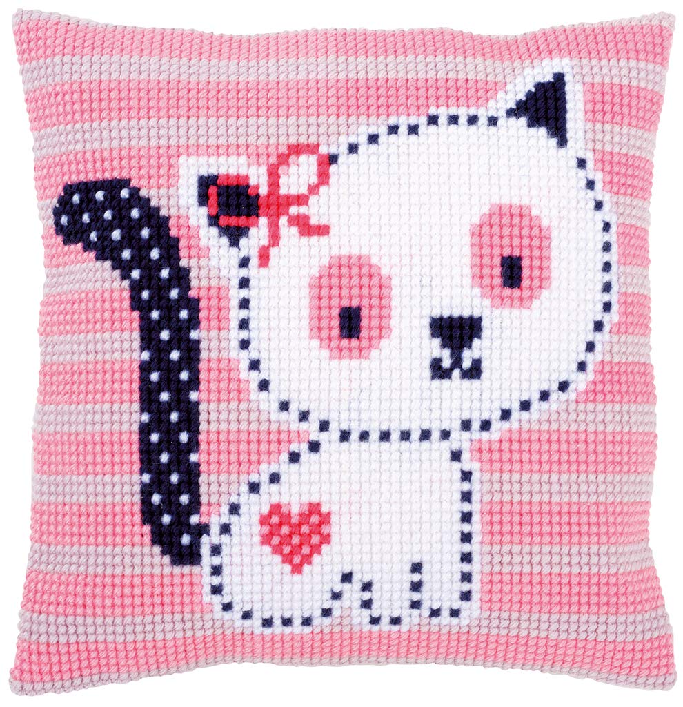 Vervaco de 0157451 Stick Paquete para cojín de punto de cruz pre-impreso, algodón, blanco, 40 x 40 x 0,3 cm