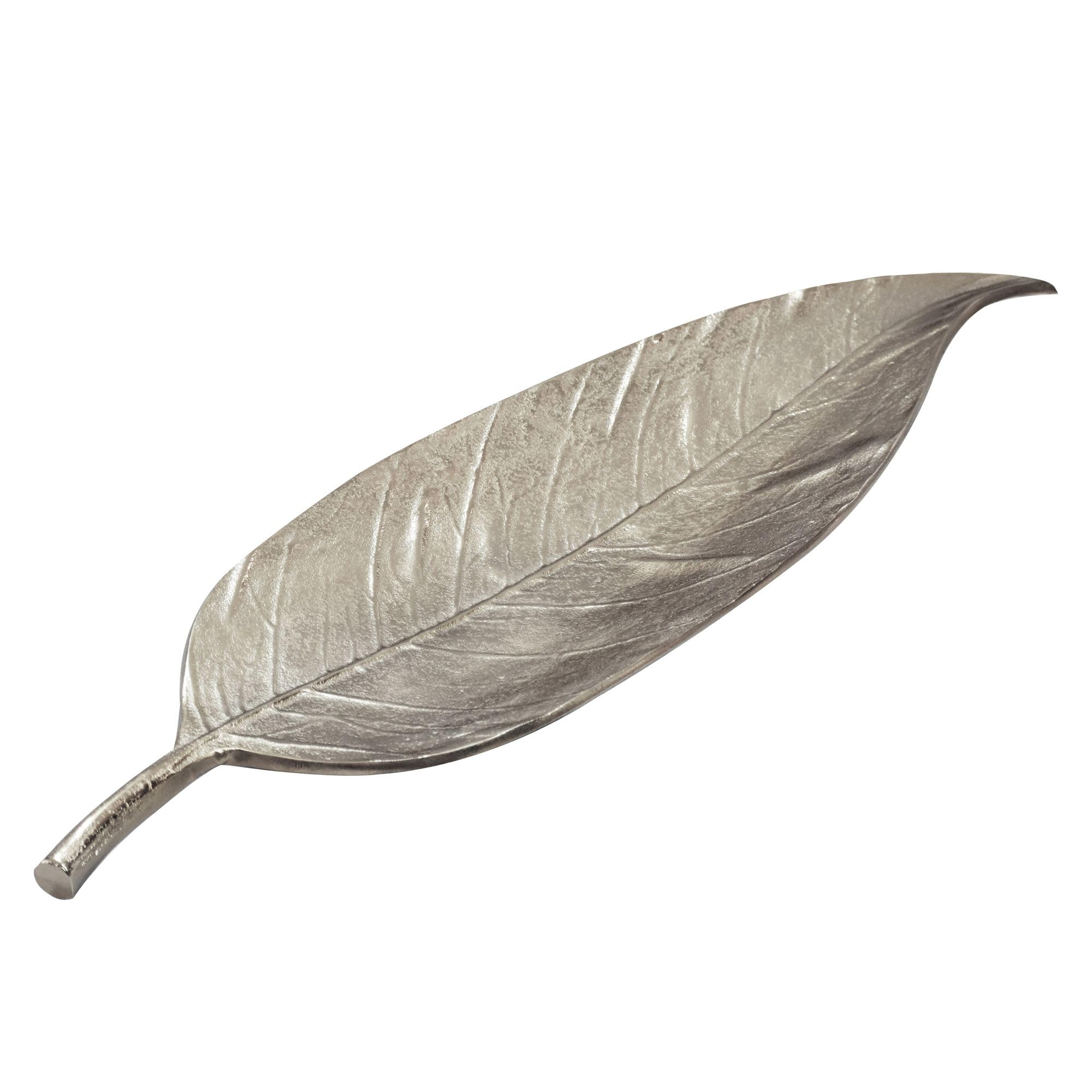 FineBuy Misa Dekoracyjna Liść 61 cm Aluminium Srebrna