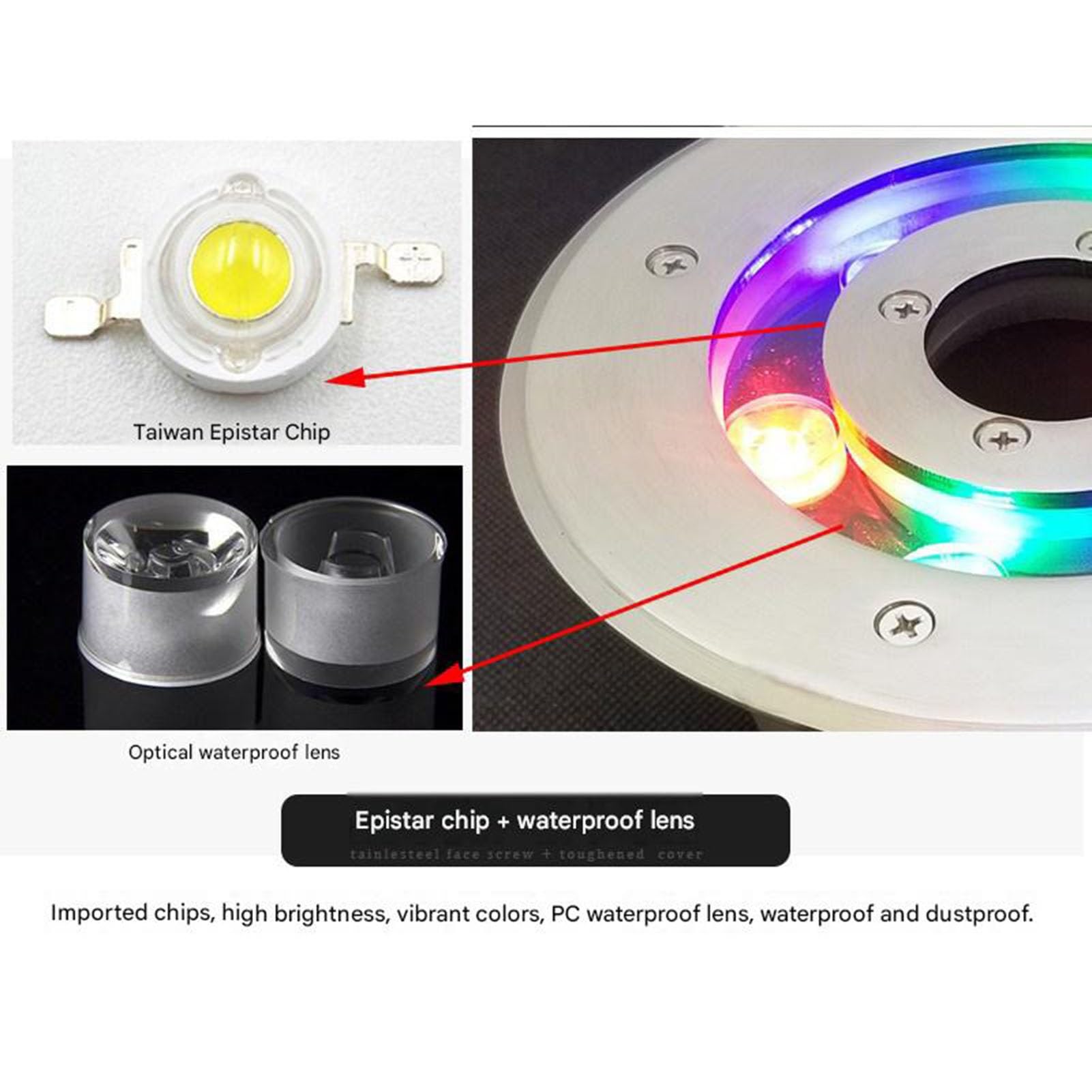 Anello Luminoso A LED per Fontana - Lampada Sommergibile Sottile per Piscina, 12V/24V IP68 Impermeabile, Illuminazione per Laghetto con Foro Centrale, Faretto LED Subacqueo(White,12w (24V))