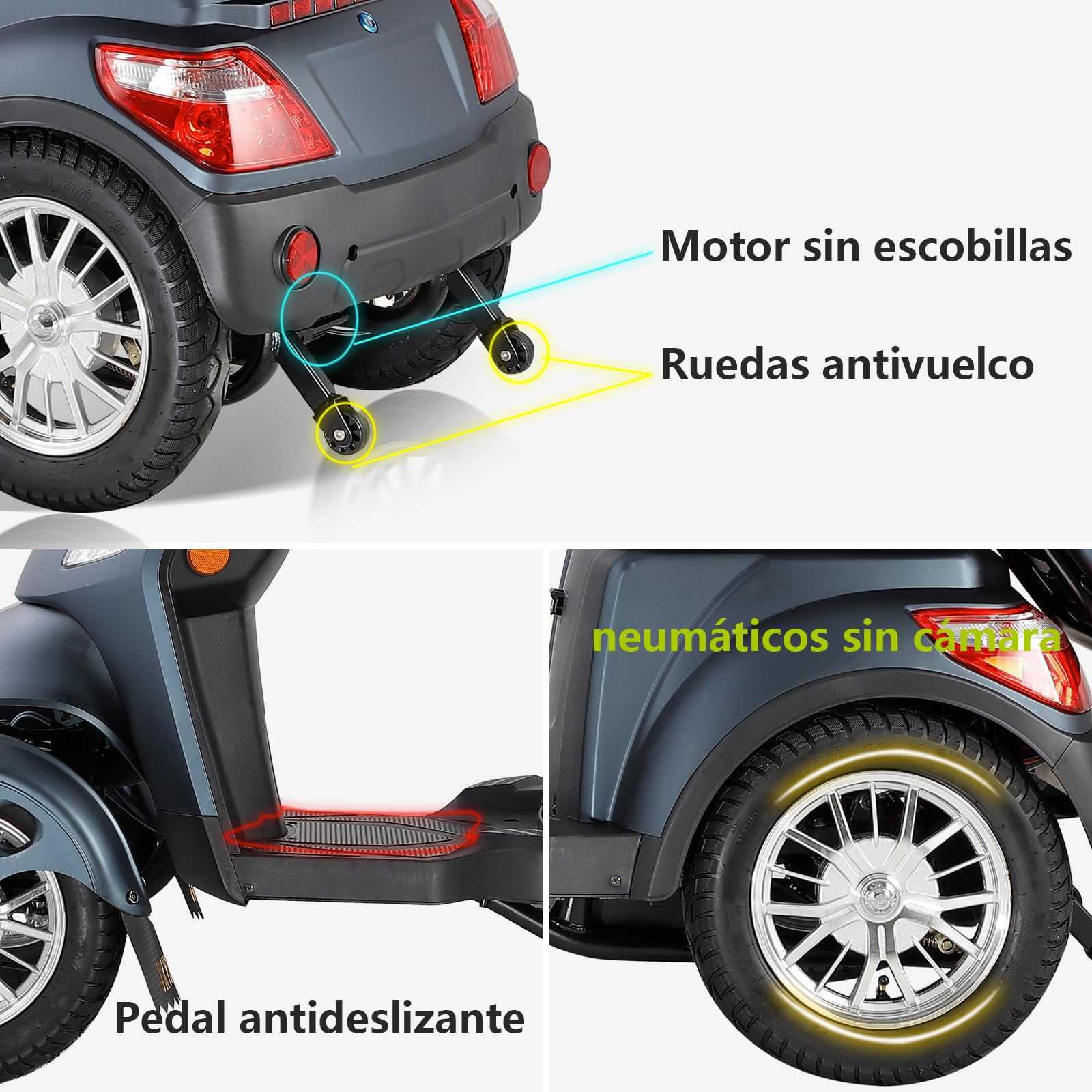 XL-500S25 - Scooter de movilidad con 4 ruedas - móvil para personas mayores - asiento de capitán (Negro mate)