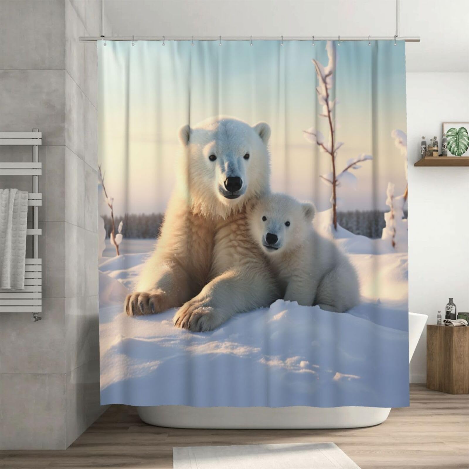 Rideau de douche anti-moisissure pour baignoire familiale motif ours