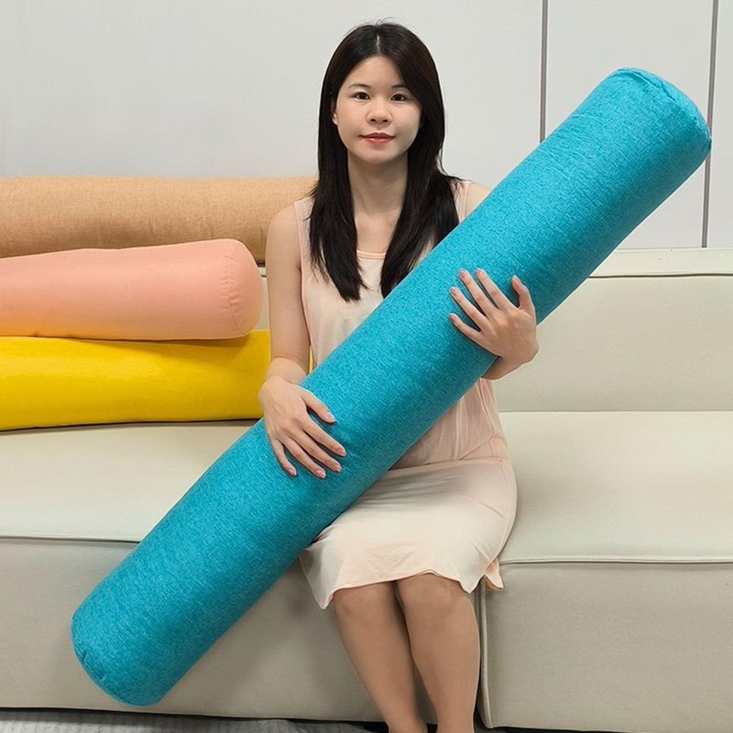 Nacken-Und Knierolle Kopfkissen Kissenrolle Nackenkissen Kissen Rolle Orthopädisches Nackenkissen, Lagerungsrolle, Bolster Side Sleeper Pillow with Abnehmbar Cover(#11,20x120cm/6x47in)