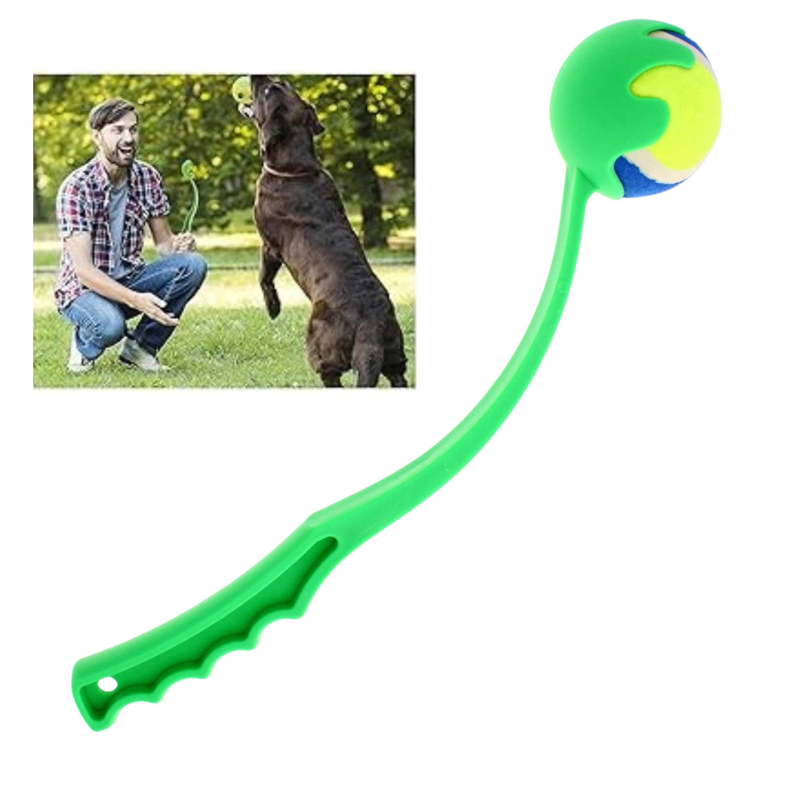 SRVertex Ball Launcher with 1x Tennis Balls, Ball Blaster, Pet Throw Play, Puppy Toys, Dog Balls Pick Up & Thrower, Outdoor Play Activity, Long Distance Launcher
