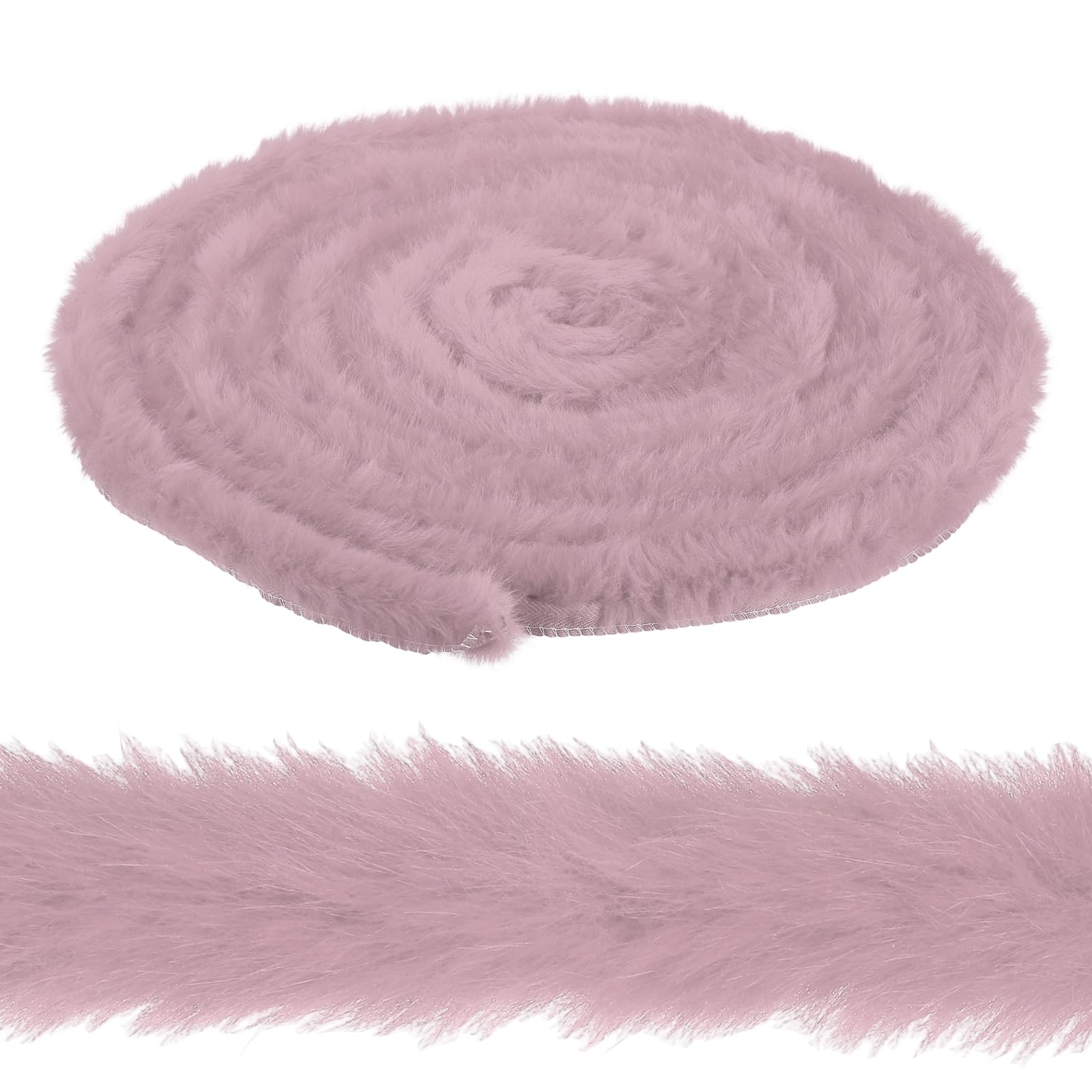 sourcing map 2 Inch x 6 Yards Faux Fur Ribbon Trim, Artificial Furry Ribbon Stripe, Craft Fur Trim for Sewing, Christmas Tree, Home Wedding Decoration, Party Supplies, Dusty Rose Red