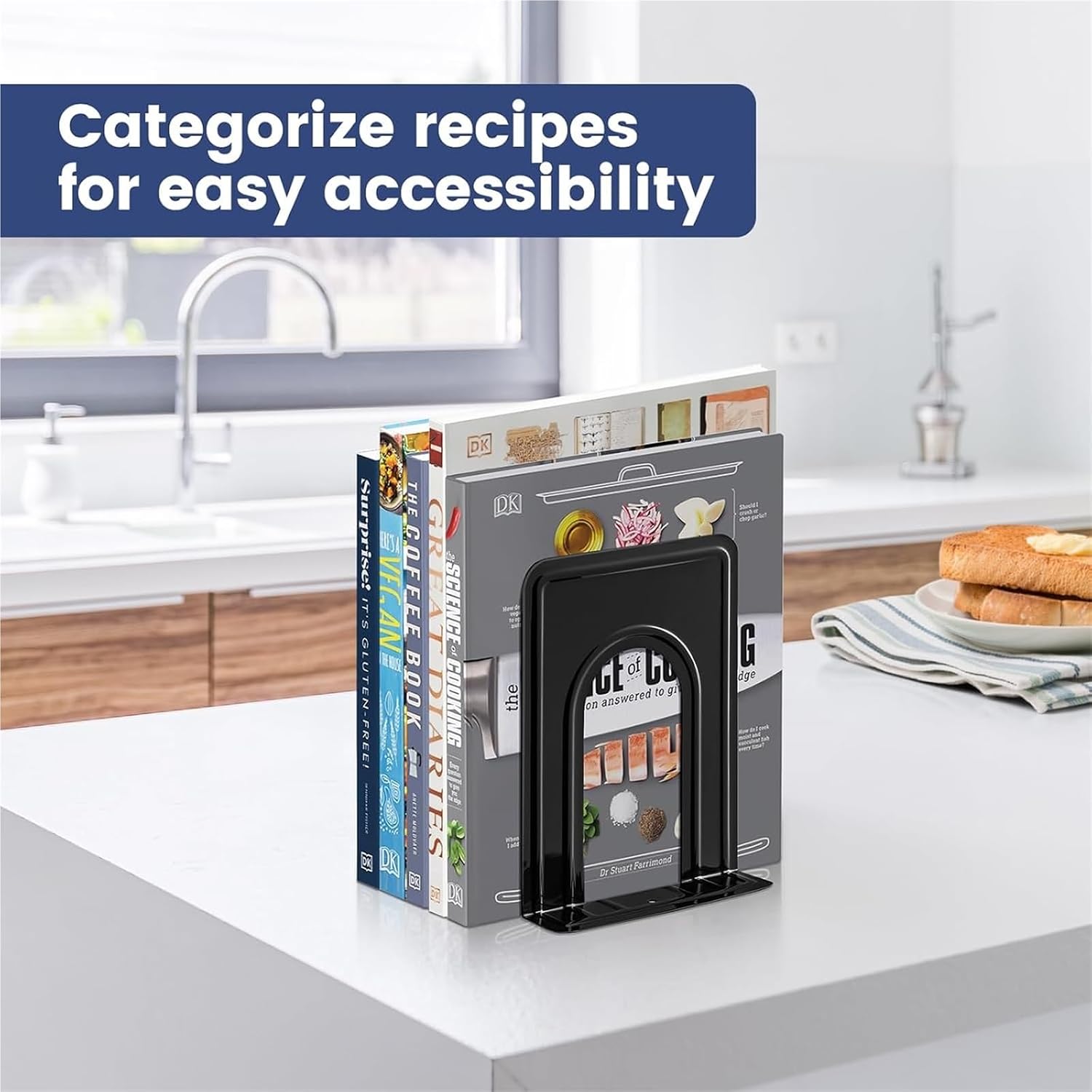 Book Ends 12pcs Metal Magazine Organizer Bookends Metallic Lacquer Bookend Book for Home Office School Supplies(4pcs)