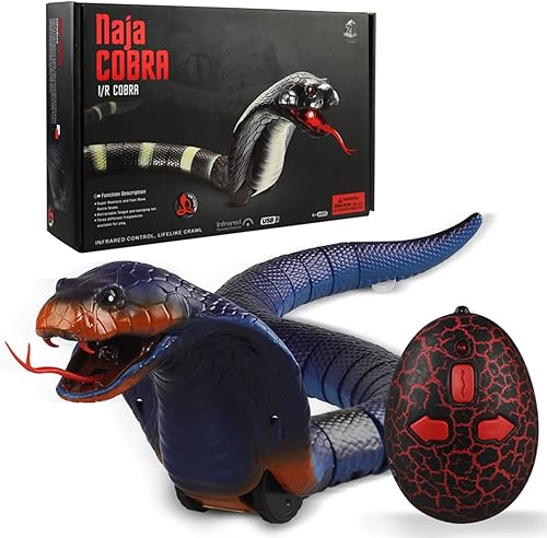 Faukait Juguete de serpiente de control remoto RC y robot serpiente de movimiento rápido de serpiente de cascabel falso, recargable por USB, regalo