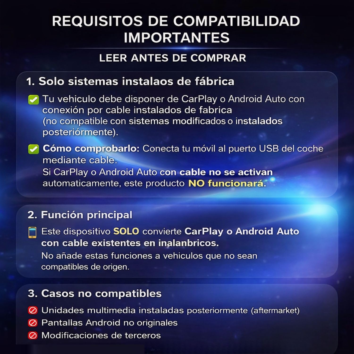 Carplay Inalambrico Android Auto Inalambrico Adaptador Carplay Inalambrico Car Play Android Auto Adaptador Inalambrico Carplay, Coches a Partir de 2014【Nueva Version 2026 】 — view 7