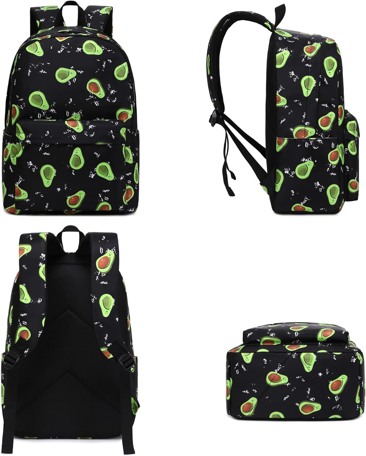 Avocado School Backpack for Teen Girls, 3-in-1 Kids Backpack Bookbag Set School Bags with Lunch Box Pencil Case