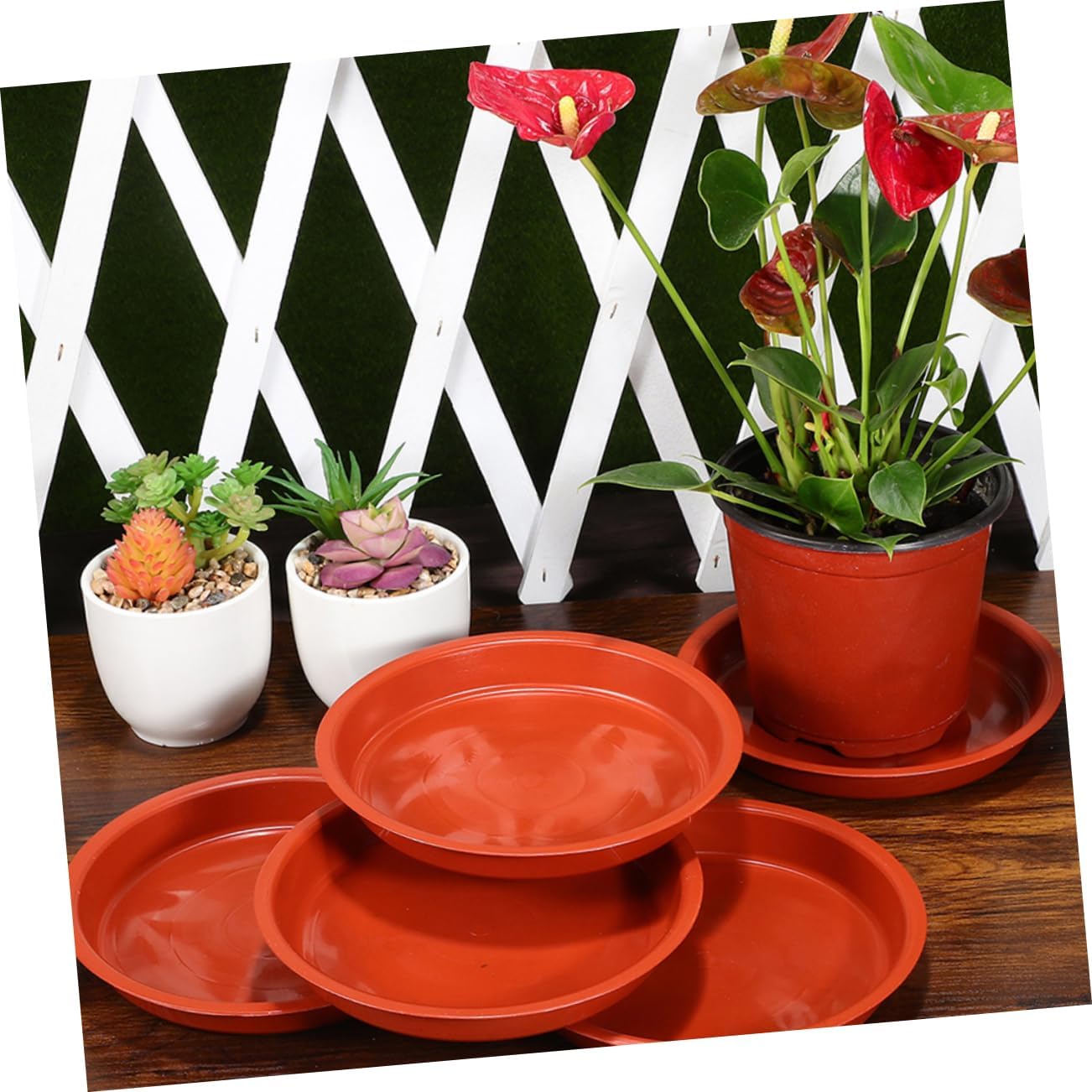 6pcs Thick Flower Pot Saucer Trays for Potted Plants Round Drip Plates for Indoor and Outdoor Use for Bonsai and Gardening Projects