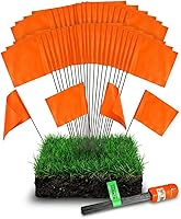Vista 1 de Banderas fluorescentes naranjas para marcar el jardín - Banderas marcadoras de 4x5x15 pulgadas - Paquete de 50 - Marcadores para césped, riego