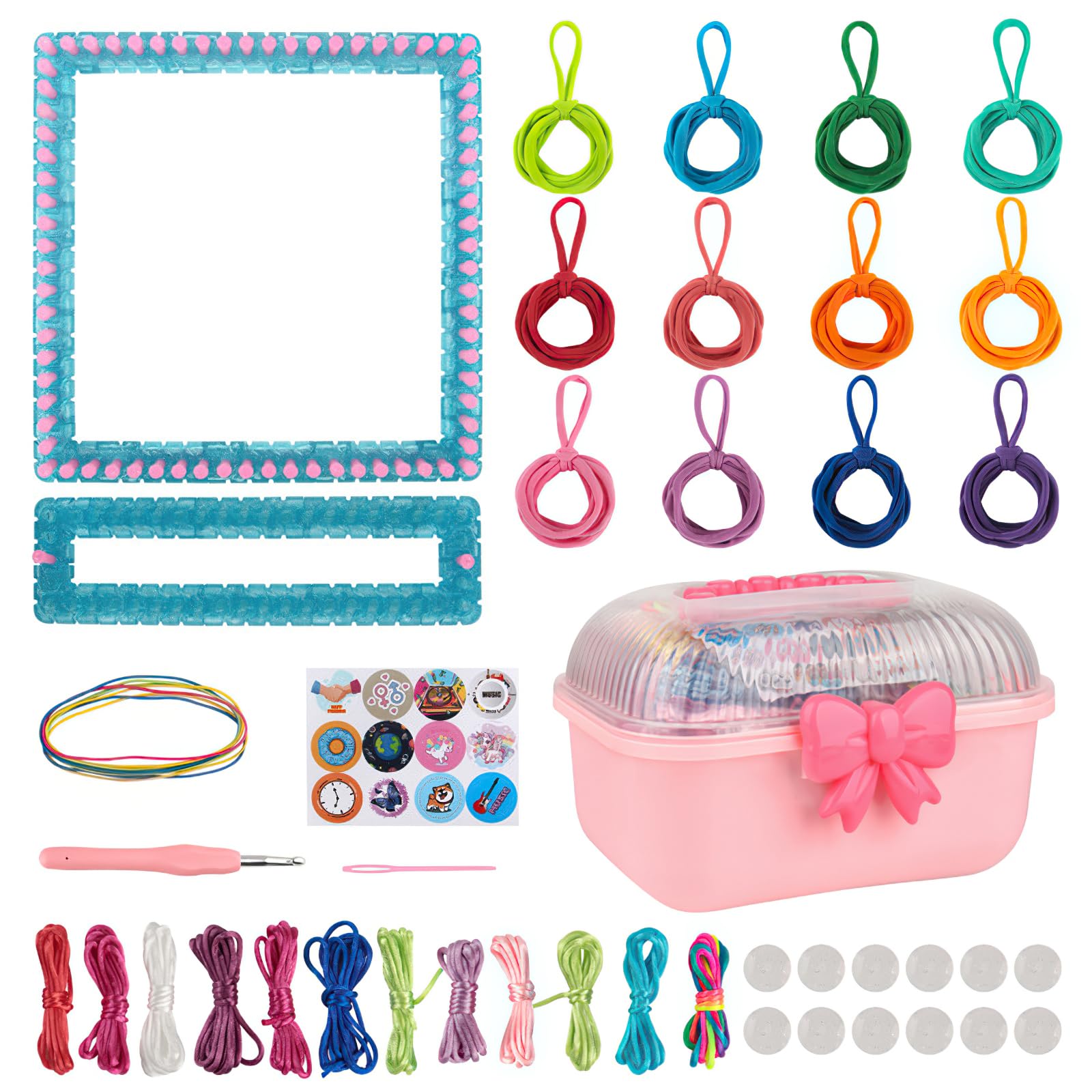 LetCart 288 Pezzi Kit Braccialetti Colorati per Bracciale Loom Bands Kit, Kit per Fare Braccialetti di Gomma per Ragazzi e Ragazze, Regalo di Tessitura, Set Creativo Fai-da-Te per Ragazze
