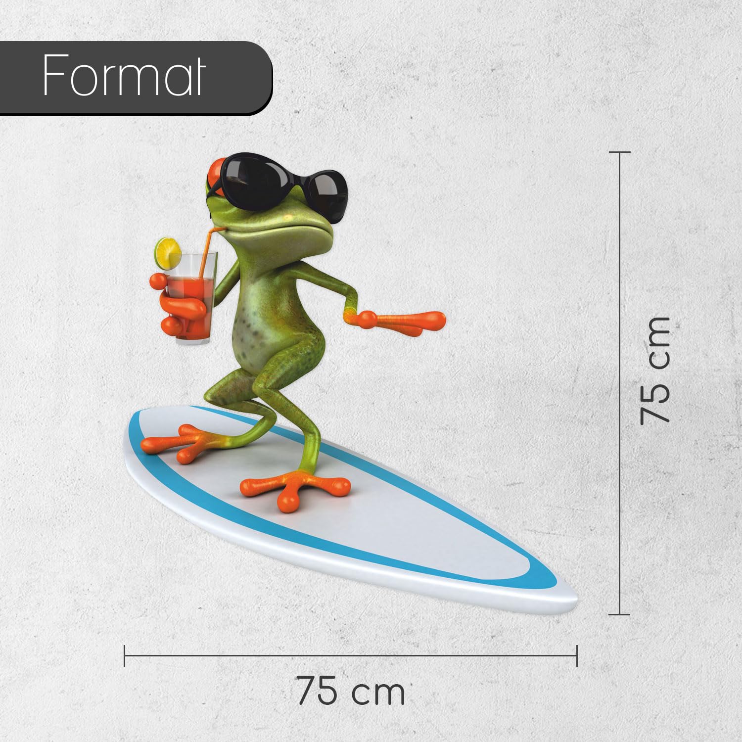 younikat Sticker Surfer Frosch - 75 cm - lustiger XXL Aufkleber - kfz331