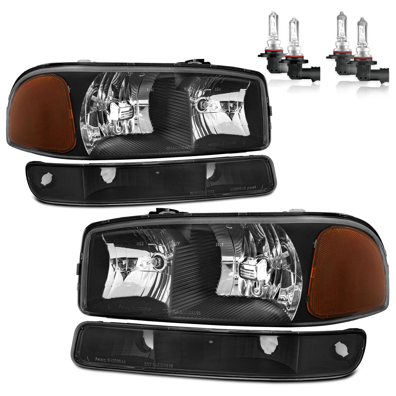Photo 1 of ROADEAL Headlights W/Bulbs for 1999-2007 GMC Sierra, for 2000-2006 GMC Yukon Halogen Headlamp Replacement Driver & Passenger Side