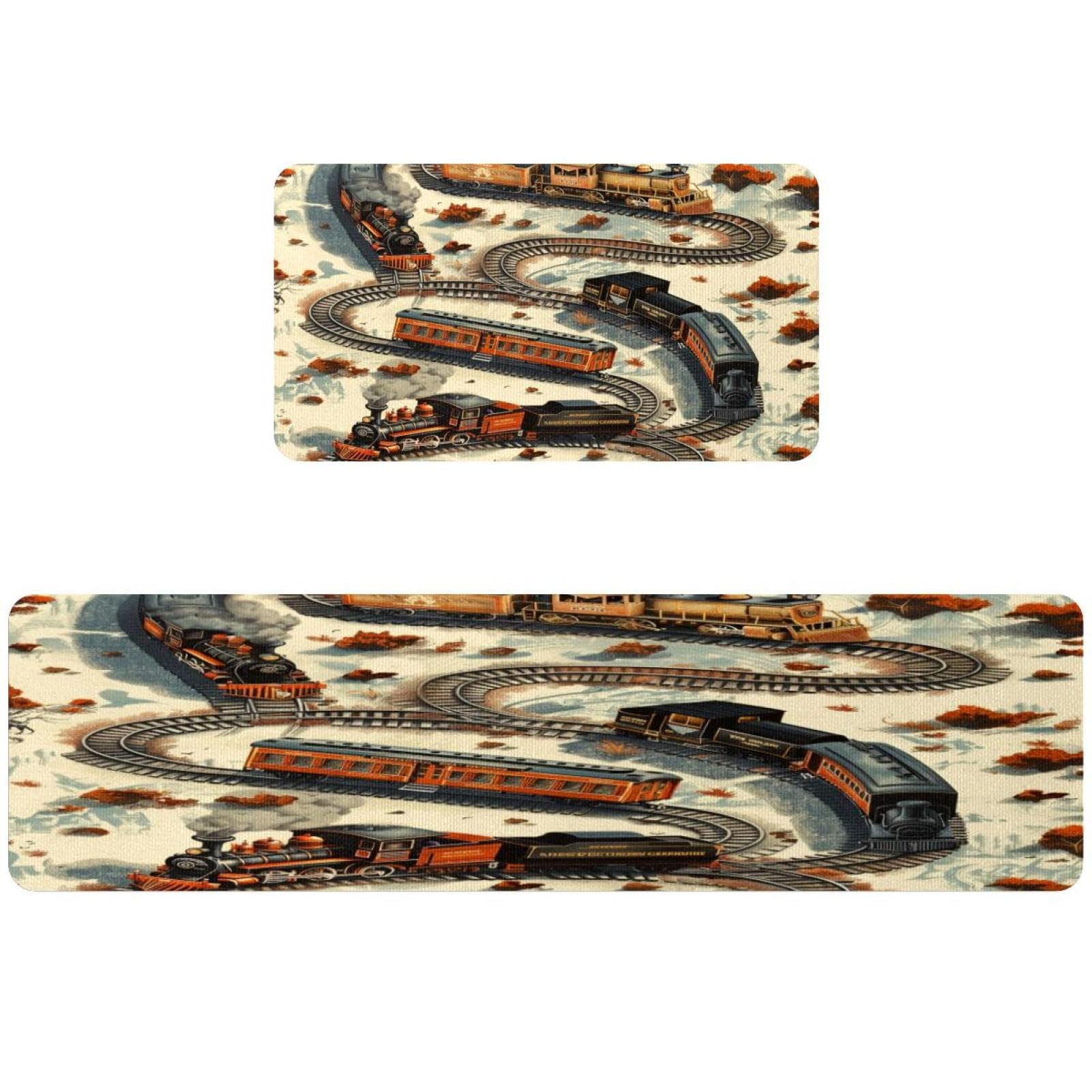 Tapis de cuisine de qualité supérieure motif train pour un intérieur soigné