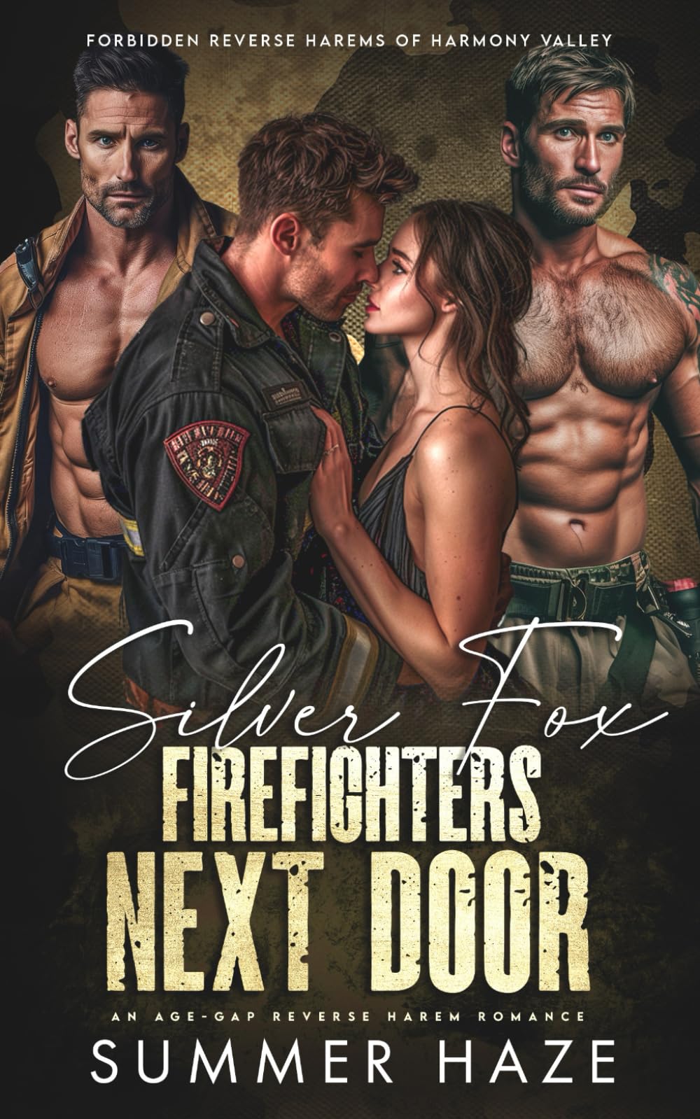 Silver Fox Firefighters Next Door: An Age Gap Reverse Harem Romance (Forbidden Reverse Harems of Harmony Valley)