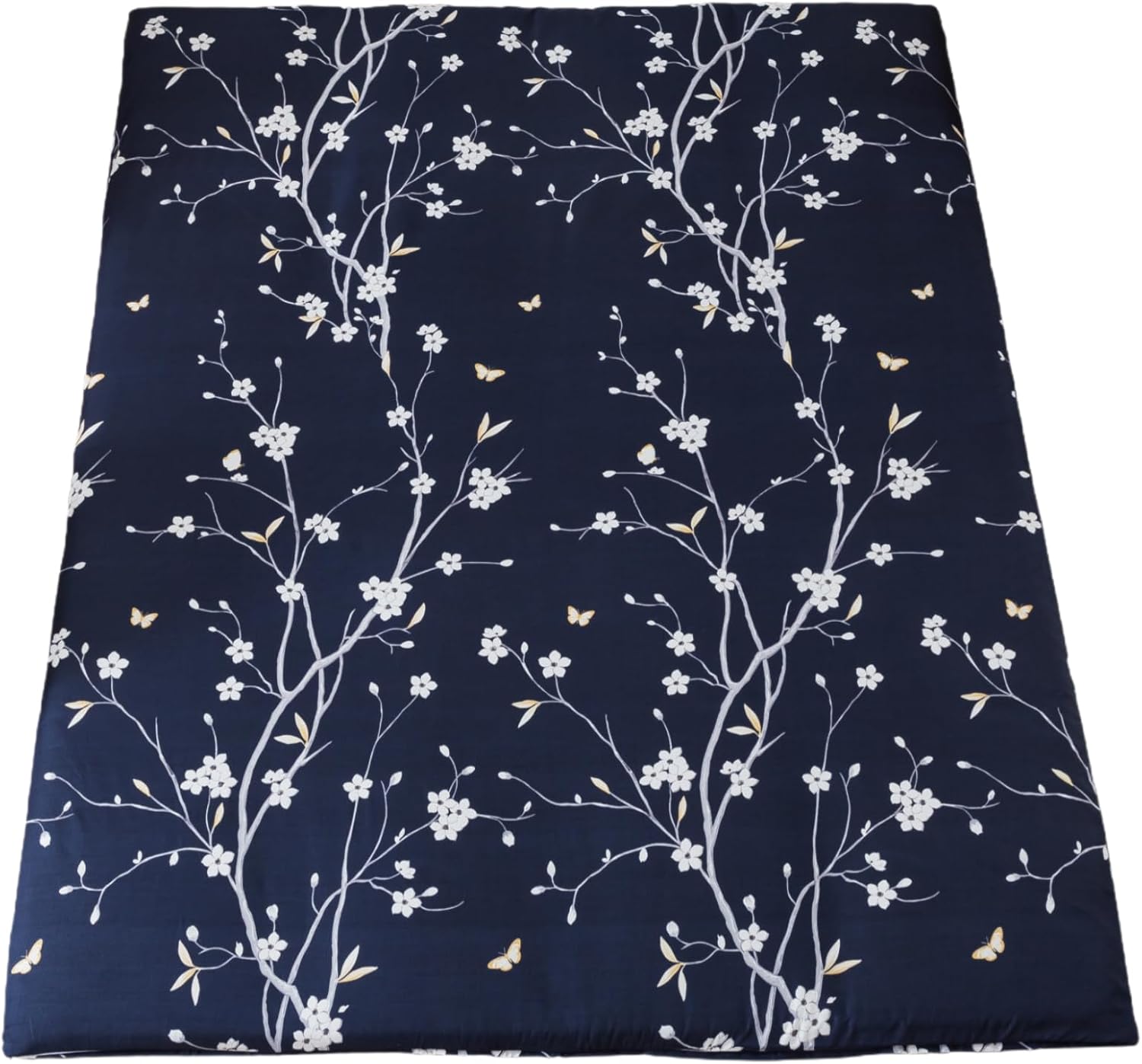 100% Microfiber Futon Cover for Japanese Futon Floor Mattress with Zipper Twin Full Queen Machine Washable Super Soft (Navy Floral, Twin)