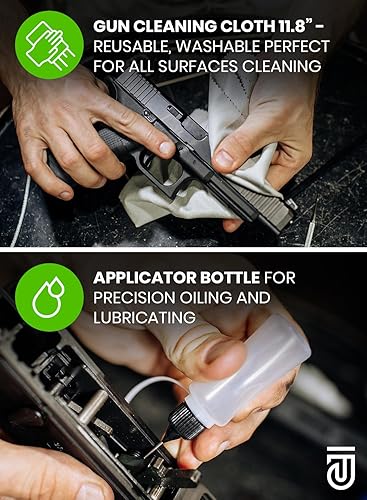 Miniatura 5 de Kit de suministros de limpieza de pistola 12 en 1, kit universal de limpieza de armas, incluye parches de limpieza de armas, hisopos de limpieza de