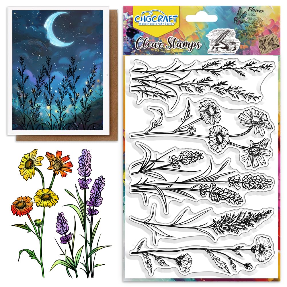 Couche 2 CHGCRAFT Daisy Flower Clear Stamps - Vintage Floral Border ...