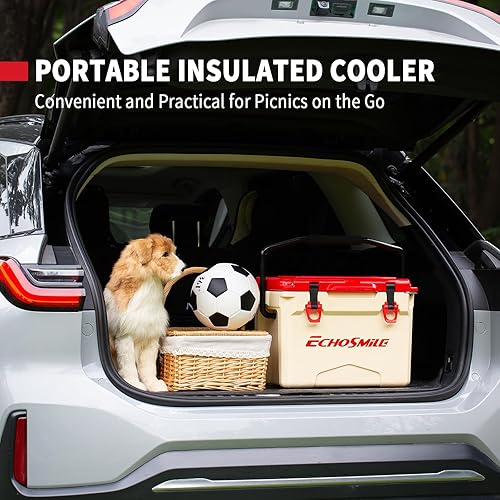 Miniatura 7 de EchoSmile Enfriador portátil aislado de 12 a 30 cuartos de galón, refrigerador rotomoldeado con anillo de sellado, caja de hielo ligera, enfriador