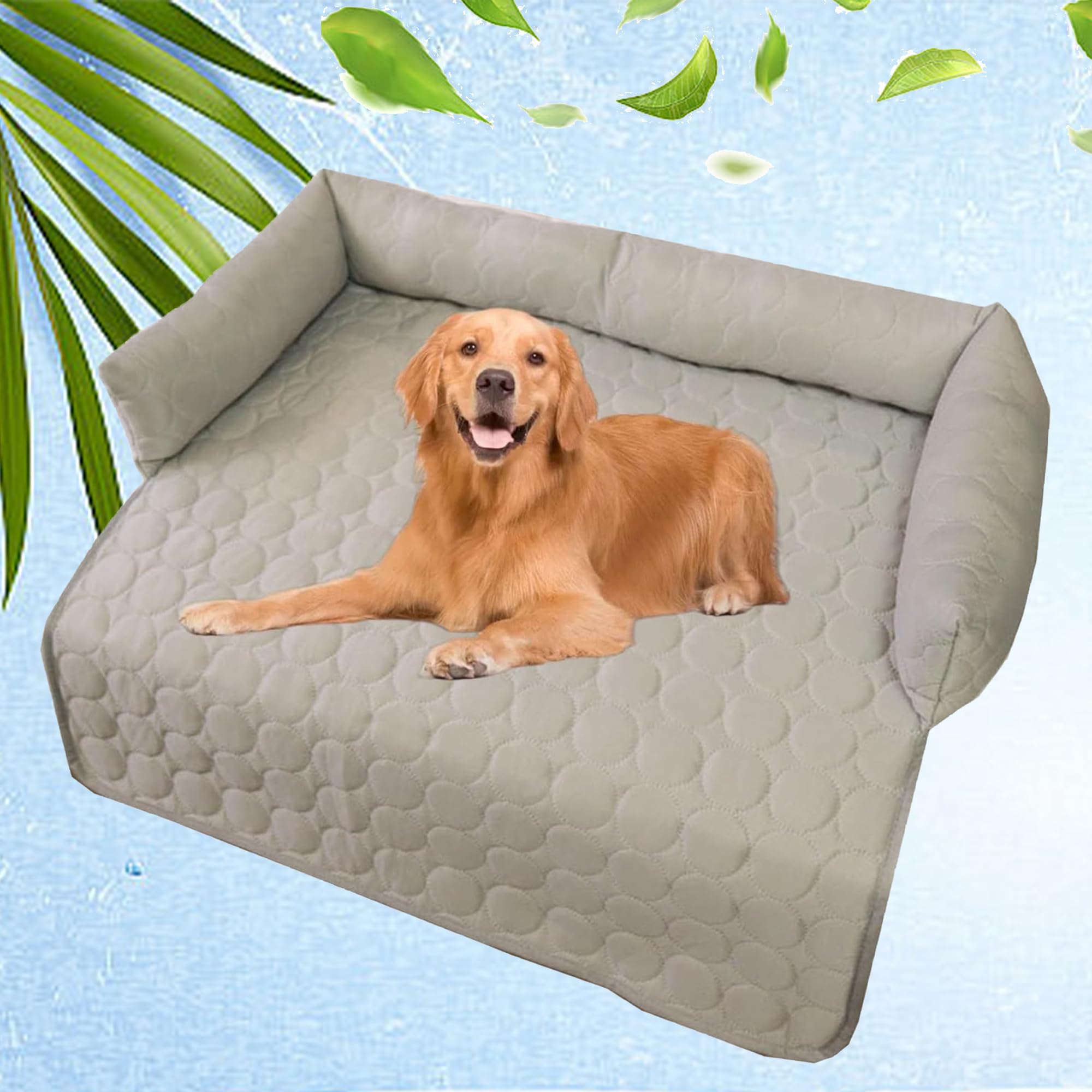 Pelzbarn Kühlendes Hundebett, Pfotenchill Kühlmatte, Selbstkühlende Matte Für Haustiere, Sommer-Komfortmatte Mit Ice-Silk-Gewebe, Für Kleine Bis Große Rassen (Grey, L(90*90cm - 35.5*35.5in))