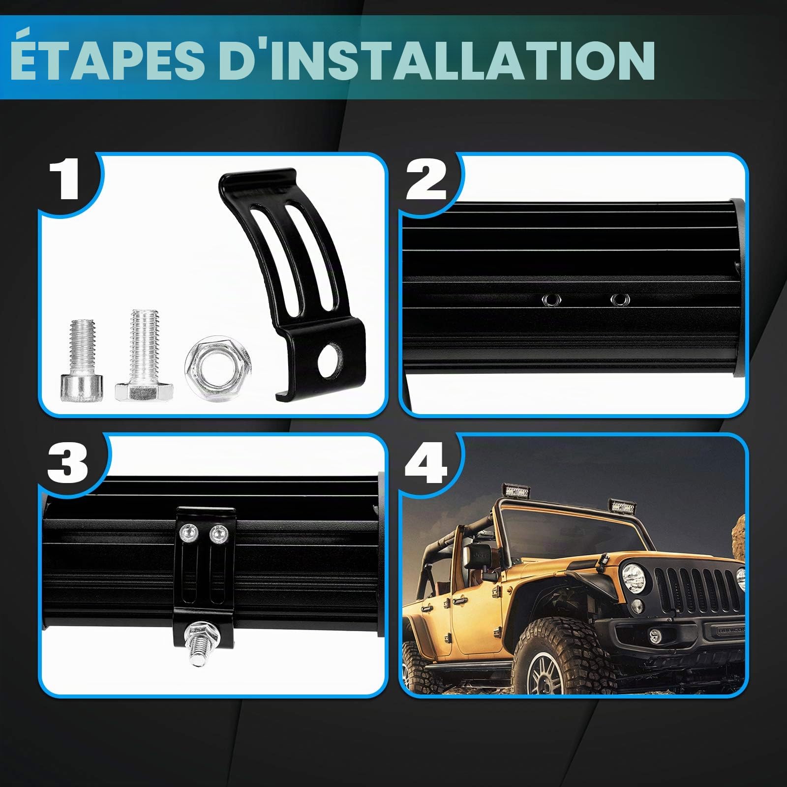 SUPAREE 7 Pouces 120W LED Lampe de Travail Projecteur, Phare de Travail LED 12V/24V 6000K 12000LM Hors Route Conduite Travail Spot Faisceau Feux de Brouillard pour Vehicule Camion ATV SUV 2Pcs