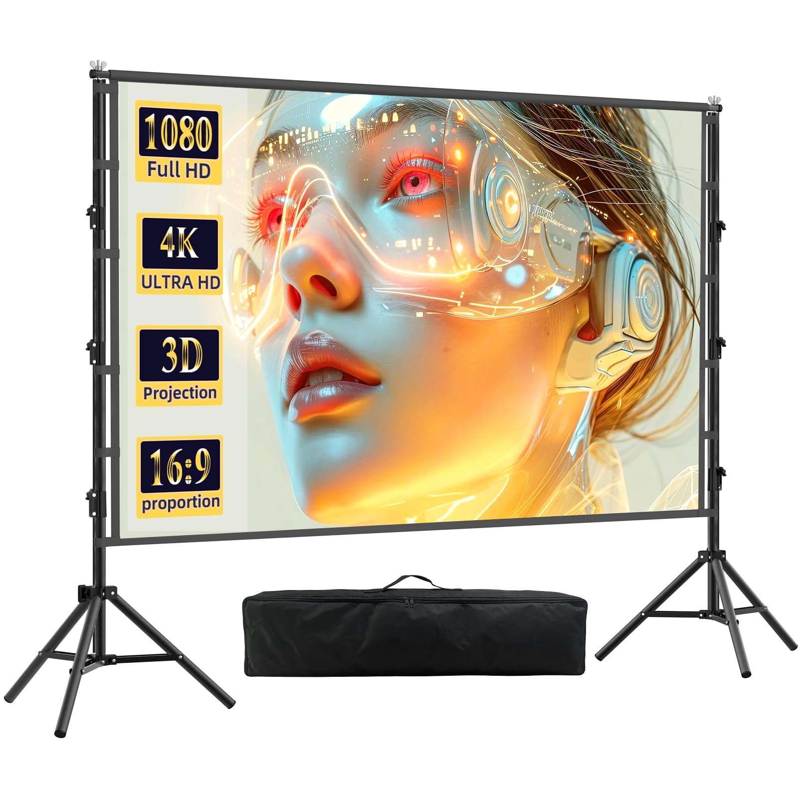 Outdoor Projector Screen with Stand, 120 inch Portable