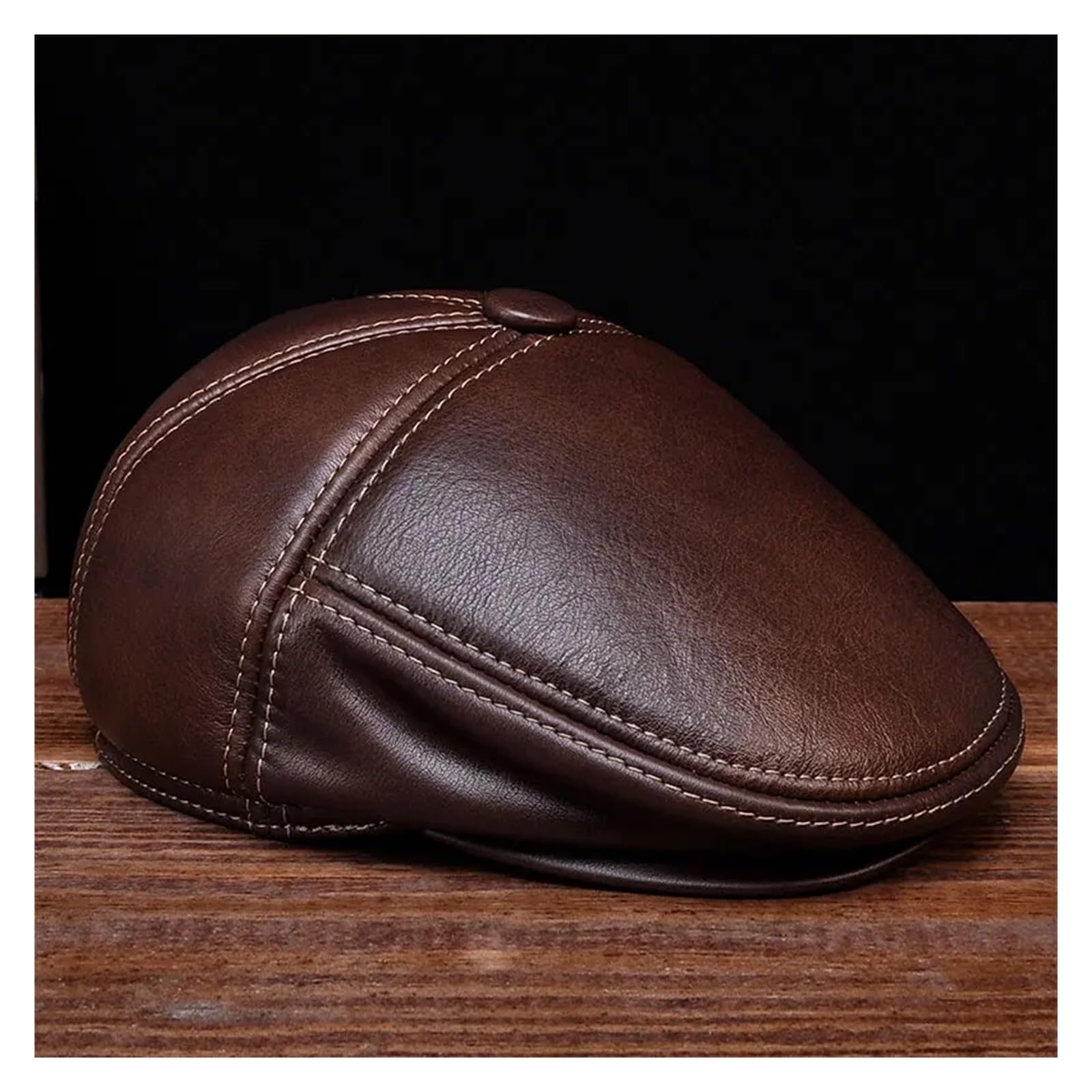 HL027 New Design Men's 100% Genuine Leather Cap/Newsboy/Beret/Cabbie Hat