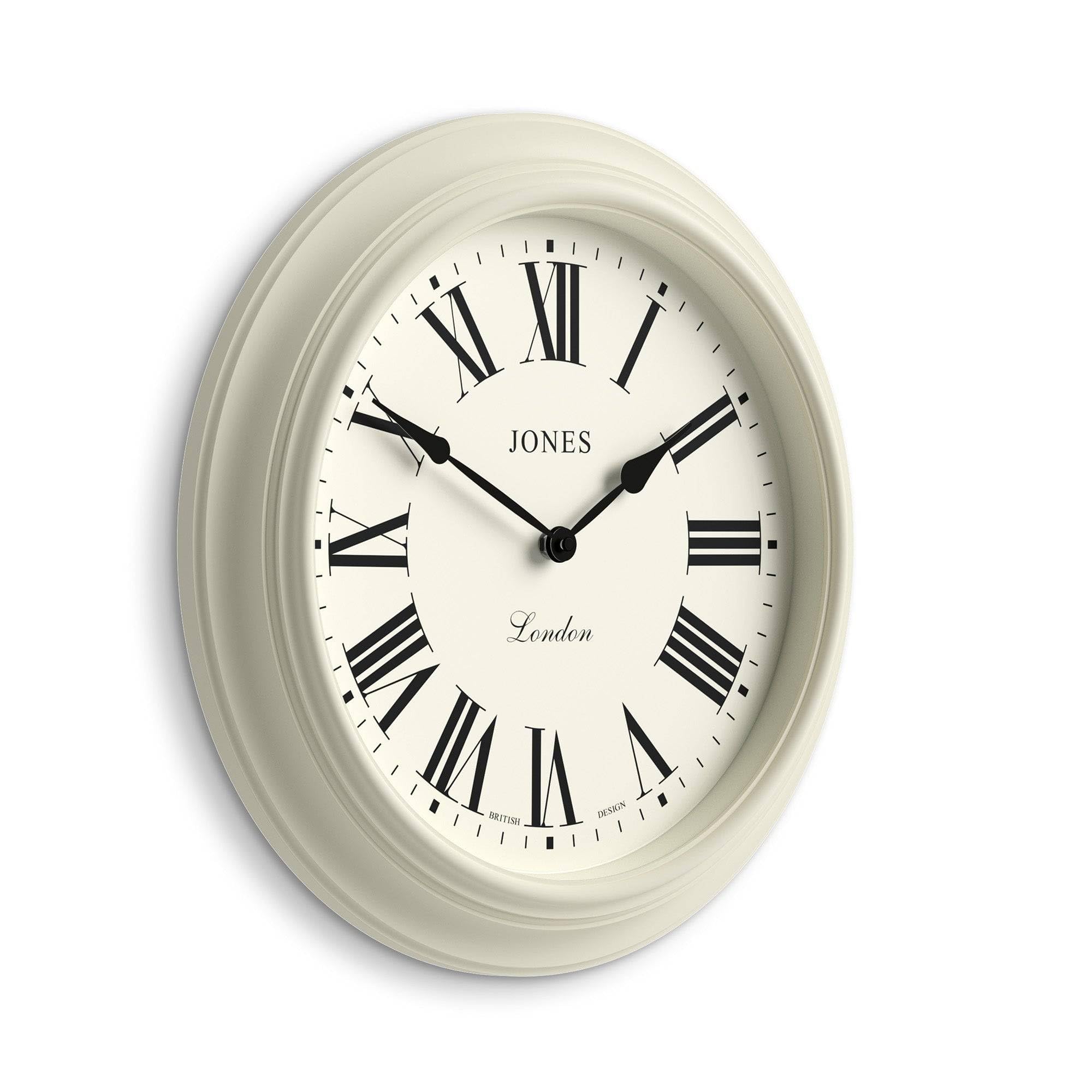 Jones Clocks Pale Cream Jones Clocks® Supper Club Wall Clock | Large Classic Round Clock | 40Cm | | Roman Numerals | Traditional Design Ideal For Kitchen Or Living Room