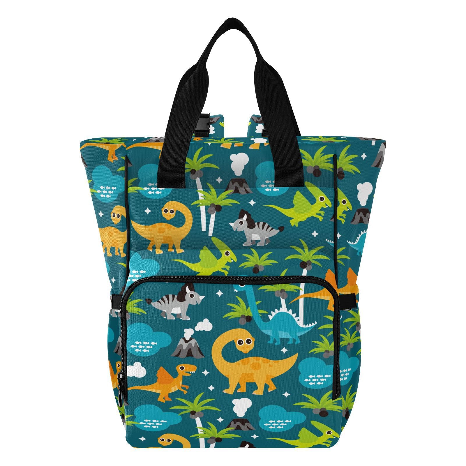 ALAZA Baby Changing Bag Backpack, Nappy Changing Bags Dinosaurs Palm Tree Animal Multi-Functional Diaper Bag Tote Large Capacity Mum Dad Backpack