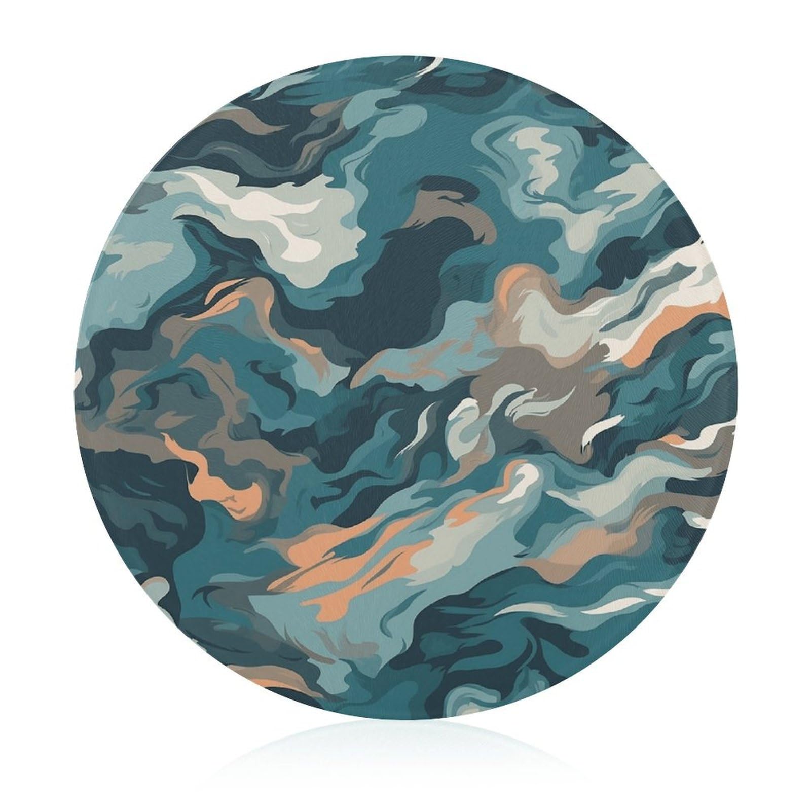 Tapis de coupe en verre motif camouflage : planche de cuisine hygiénique pour charcuterie