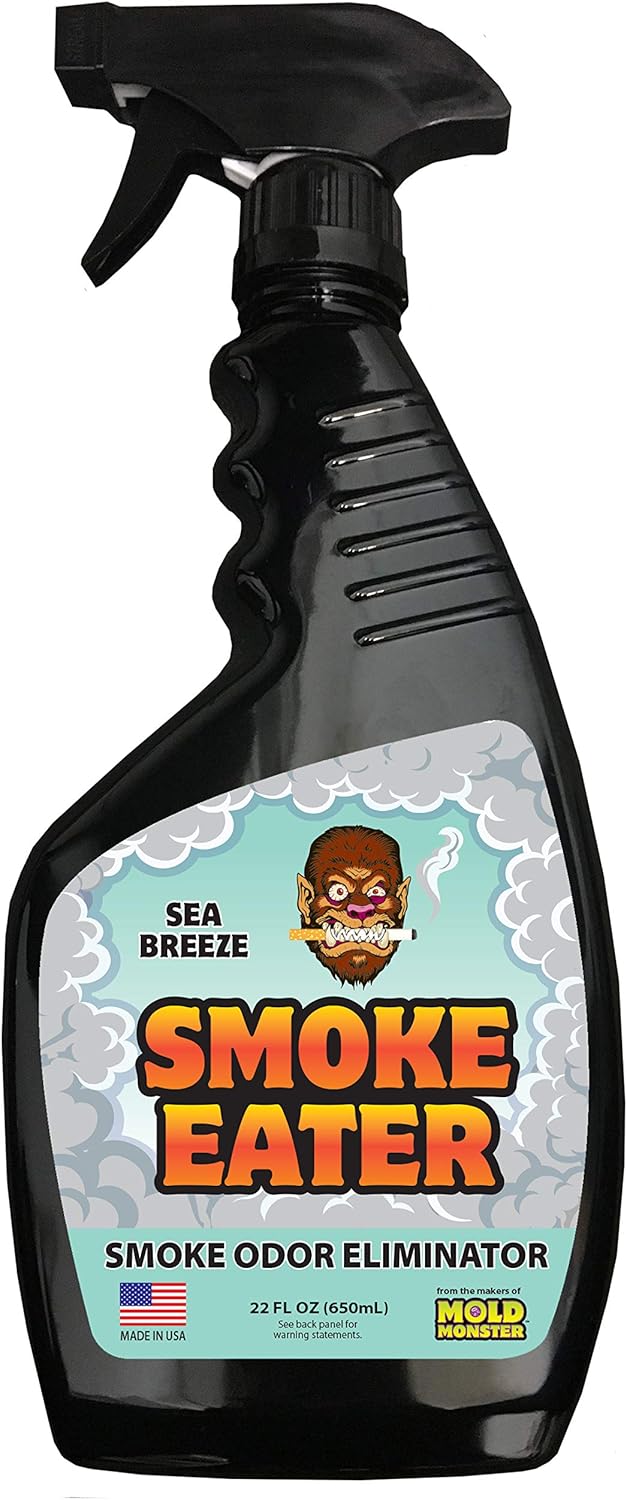 Smoke Eater Odor Eliminator Spray, Sea Breeze, 22 oz — Breaks Down Smoke Odor at the Molecular Level — Works on Fabric, Cars, Furniture — Made in USA
