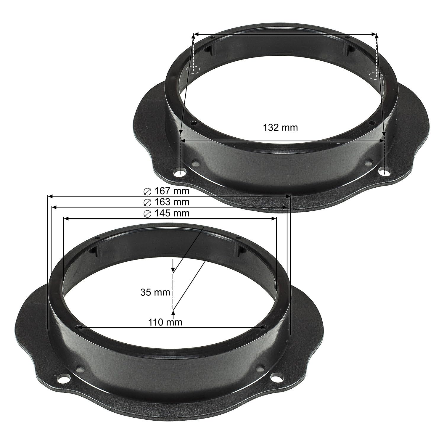 Image secondaire de tomzz Audio 2815-005 Anneaux de Haut-parleurs Adaptateurs Supports compatibles avec Ford Focus C-Max Kuga Porte Avant pour Haut-