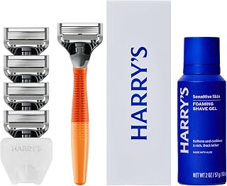 Harry's Original Shaving Kit for Men: Truman Razor Handle, 5 German-Engineered Blade Refills, Foaming Gel & Travel Cover - Ember