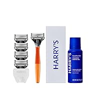 Vista 1 de Harry's Original Shaving Kit for Men - Razor Handle, 5 Razor Blade Refills, Foaming Shave Gel, and Travel Blade Cover - German Engineered - Ember