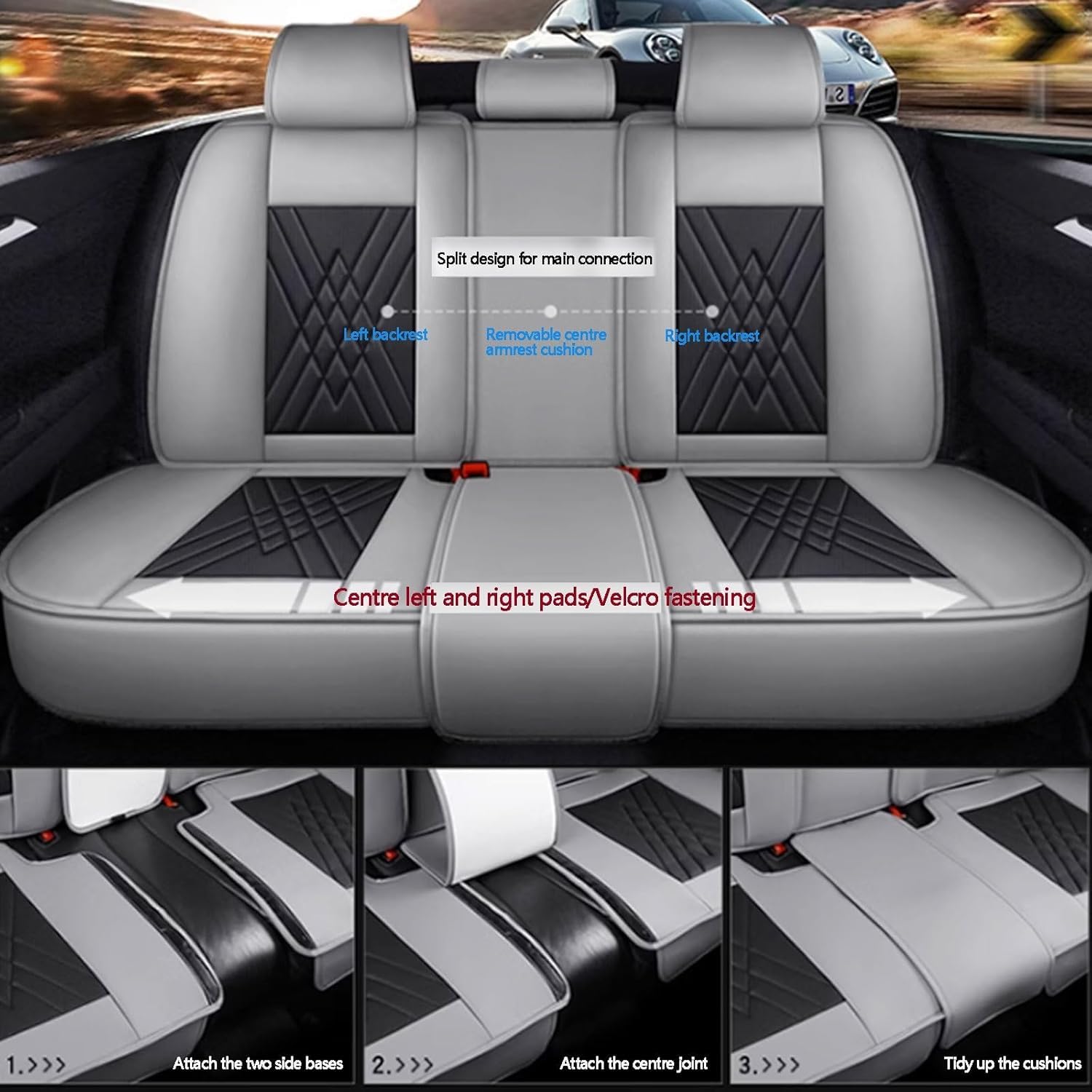 Coprisedili Auto per Citroen C3 I X-TR 2004, 2005, 2006, Set Completo Elegante e Impermeabile, Fodere Protezione Sedili Anteriore e Posteriore, Design Ergonomico Anti-Scivolo,Black Red