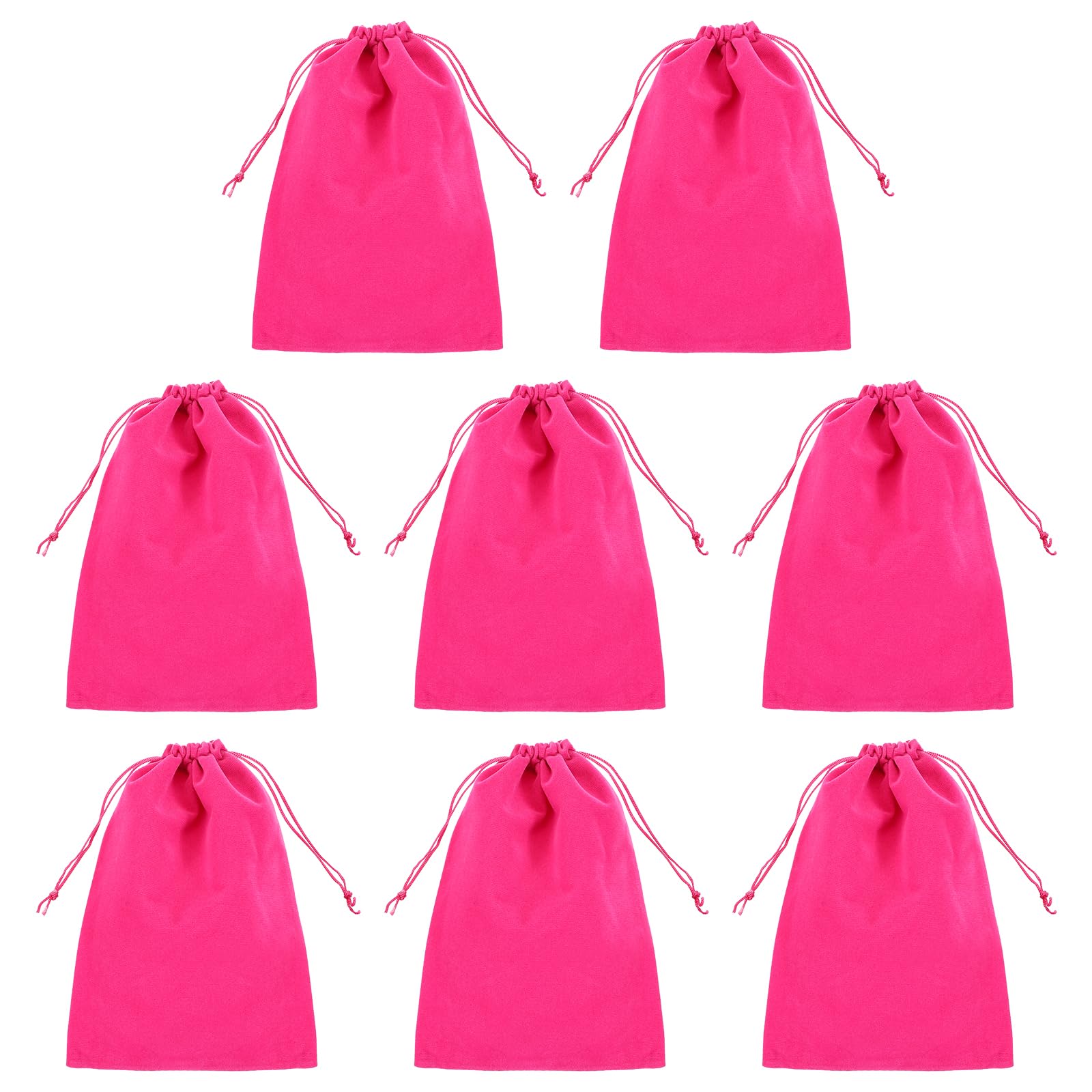 PATIKIL Velvet Gift Bags, 8 Pack 6 x 8 Inch Velvet Drawstring Bag Jewelry Pouch Gift Packaging Bag for Wedding Favor Party Birthday Festivals Rose Red